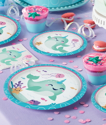 Narwhal Party Supplies including Tablecovers, Cups, Plates, Napkins, Balloons, Decorations, Games and Ready Made Party Packs. Free and Next Day UK Delivery options available.